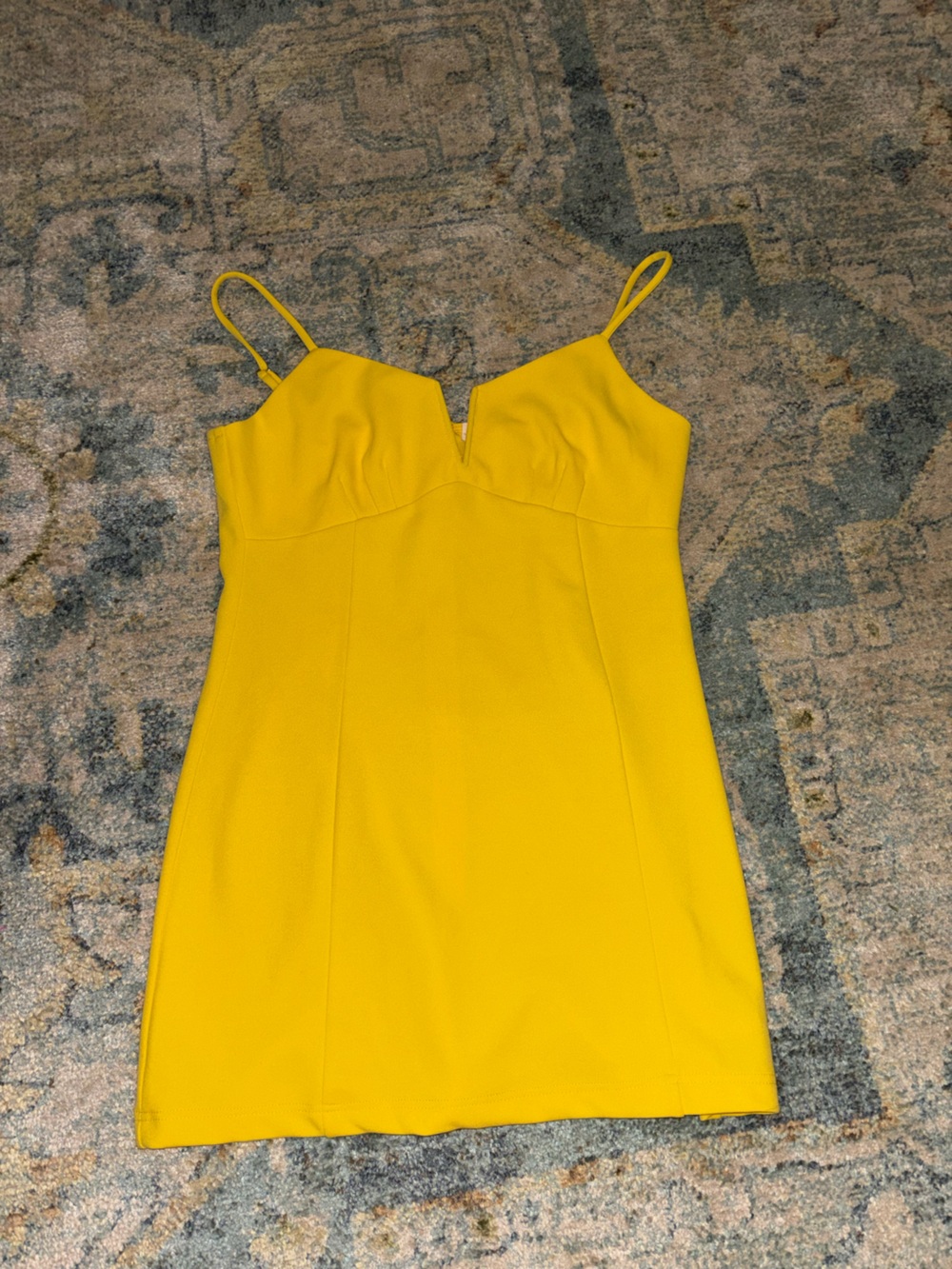 Yellow fitted mini dress